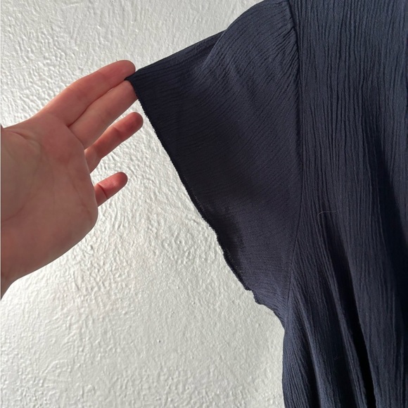 Altar’d State | navy | ruffle | lined | v neck | dress | L - Picture 6 of 9